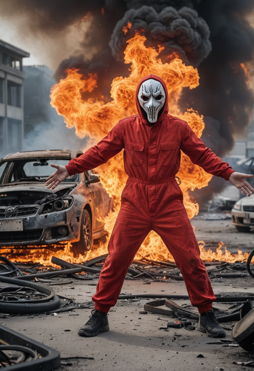 00780-602050516-Surreal horror scene, (masked figure_1.3) in (red jumpsuit_1.2), arms outstretched, encircled by (raging flames_1.4), car wrecka.png